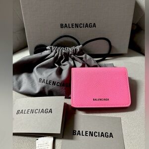 Full Inclusion ⭐️ Balenciaga Pink Leather Wallet Tri-Fold -  Coin & Card